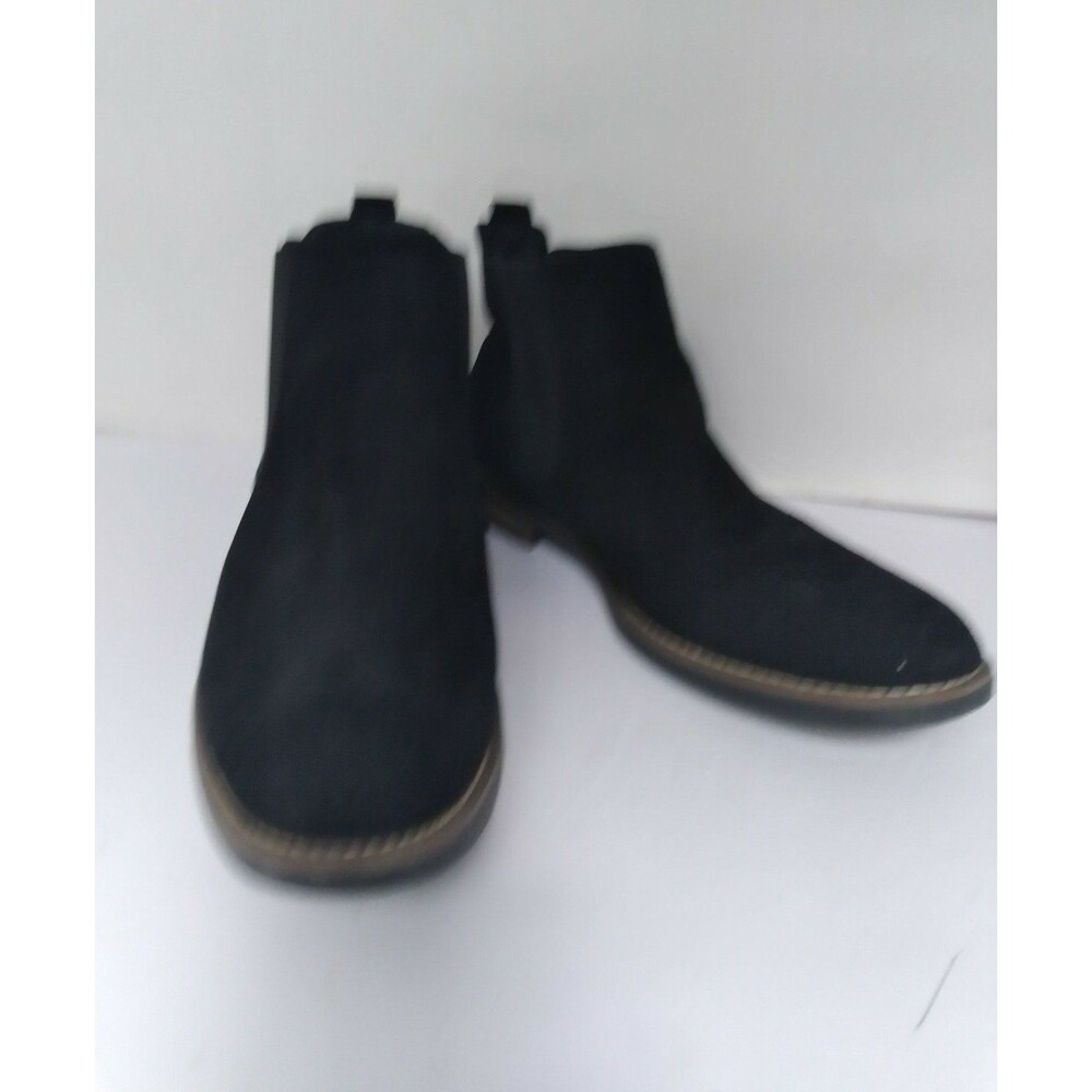 Mens Black Suede Chelsea Boots Elastic Side Panel Ankle Booties Black